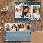 Cartes Pour Fêtes Annuelles Marine Blue Green Vintage Cinq photos Collage<br><div class="desc">Bienvenue dans notre magnifique design Vintage Navy Blue Greenery Five Photo Collage Holiday Card, où le charme vintage allie élégance moderne. Cette conception est composée d'une végétation d'aquarelle complexe et d'une calligraphie subtilement élégante avec une typographie simple, capturant l'essence de l'esprit traditionnel et rustique cottage core. Avec une touche de...</div>