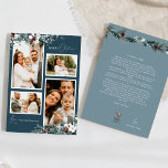 Cartes Pour Fêtes Annuelles Marine Blue Green Vintage Four photo Collage<br><div class="desc">Bienvenue dans notre magnifique design de carte de vacances Navy Blue Greenery Vintage Four Photo Collage, où le charme vintage et l'élégance moderne. Cette conception est composée d'une végétation d'aquarelle complexe et d'une calligraphie subtilement élégante avec une typographie simple, capturant l'essence de l'esprit traditionnel et rustique cottage core. Avec une...</div>