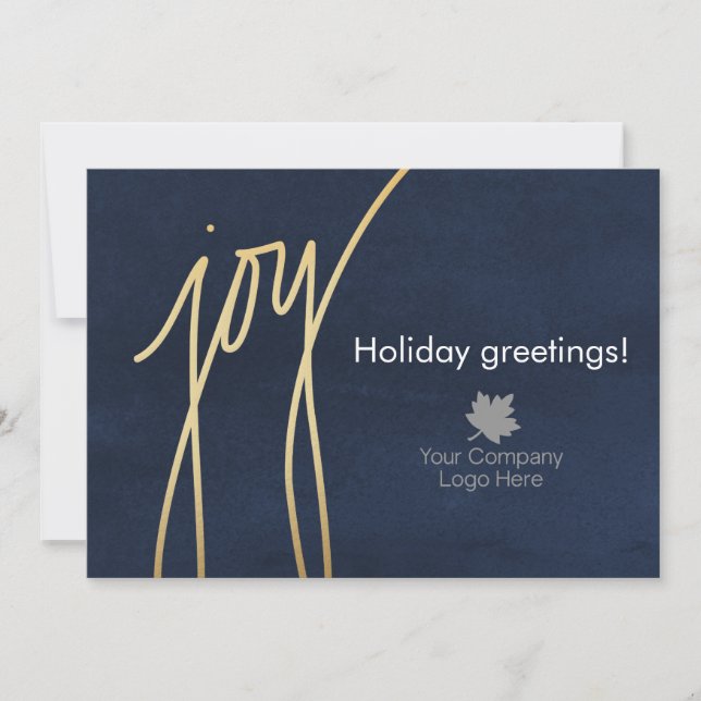 Cartes Pour Fêtes Annuelles Marine Blue Joy Holiday Logo d'entreprise imprimé (Devant)