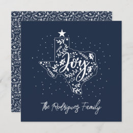 Cartes Pour Fêtes Annuelles Marine Blue Joy Vacances Feuilles Texas Shape