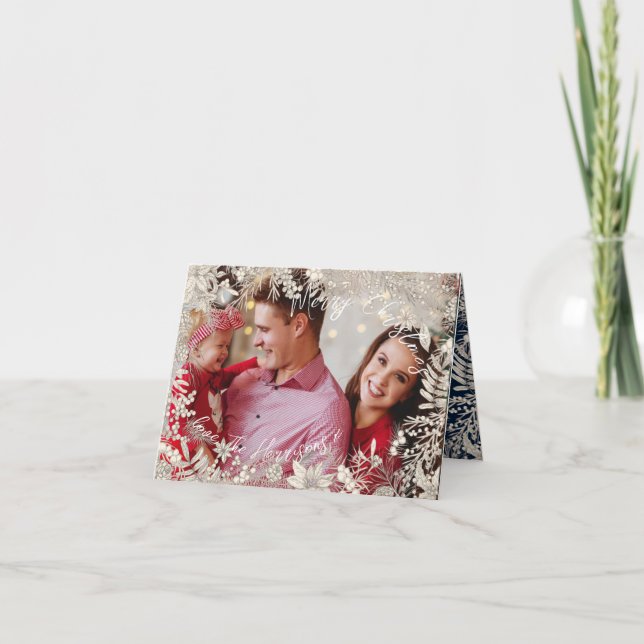 Cartes Pour Fêtes Annuelles Marine Botaniques Floral 1 photo Arc Noël (Devant)