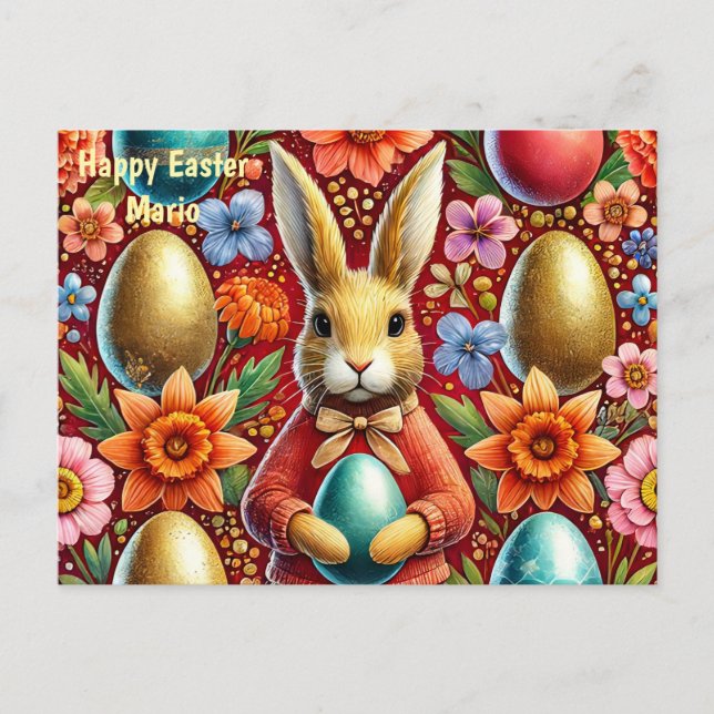 CARTES POUR FÊTES ANNUELLES MARIO ~ HAPPY EASTER BUNNY GREETING ~ (Devant)