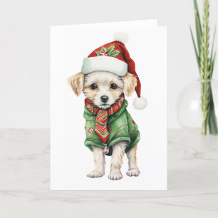 Cartes Pour Fêtes Annuelles Marionnette de Noël Fluffée mignonne, Casquette, É