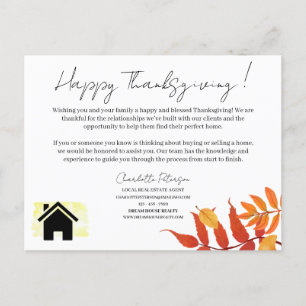 Cartes Pour Fêtes Annuelles Marketing de la fête de Thanksgiving pour l'agent
