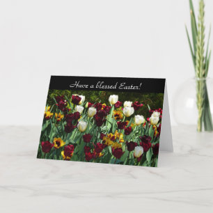 Cartes Pour Fêtes Annuelles Maroon et Tulipes Jaunes Florales colorées
