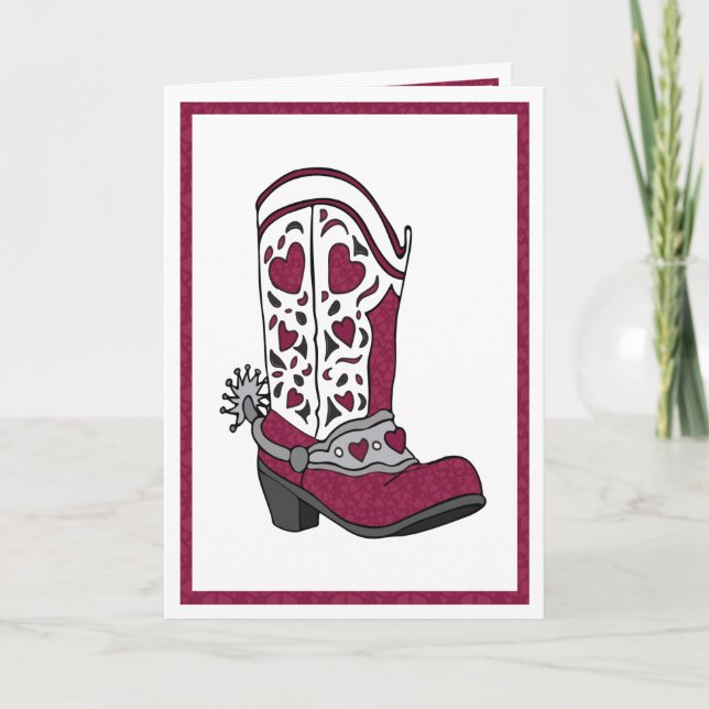 Cartes Pour Fêtes Annuelles Maroon Heart Patterned Boot (Devant)