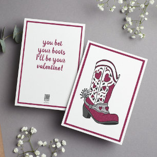 Cartes Pour Fêtes Annuelles Maroon Heart Patterned Boot