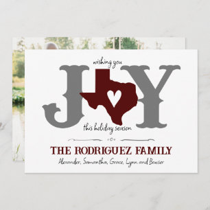 Cartes Pour Fêtes Annuelles Maroon Texas JOY Photo