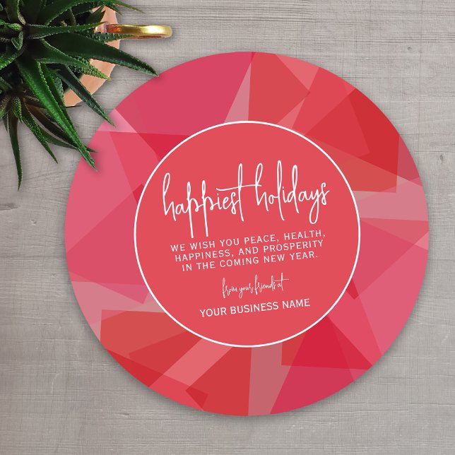 Cartes Pour Fêtes Annuelles Marque d'entreprise - Abstrait rouge rose rose joy (A modern holiday card design for any small business)