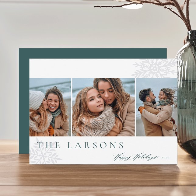 Cartes Pour Fêtes Annuelles Marquee de famille | Happy Holidays Three Photo (Créateur téléchargé)