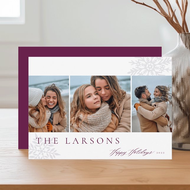 Cartes Pour Fêtes Annuelles Marquee de famille | Happy Holidays Three Photo (Créateur téléchargé)