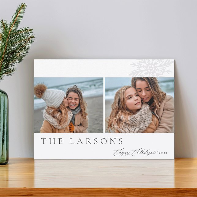 Cartes Pour Fêtes Annuelles Marquee de famille | Joyeuses Fêtes Deux photos (Créateur téléchargé)