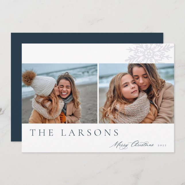 Cartes Pour Fêtes Annuelles Marquee de famille | Joyeux Noël deux photos (Devant / Derrière)