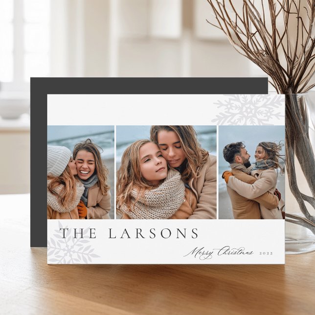 Cartes Pour Fêtes Annuelles Marquee de famille | Joyeux Noël Trois photos (Créateur téléchargé)