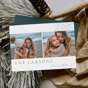 Cartes Pour Fêtes Annuelles Marquee de famille   Paix sur Terre Deux photos