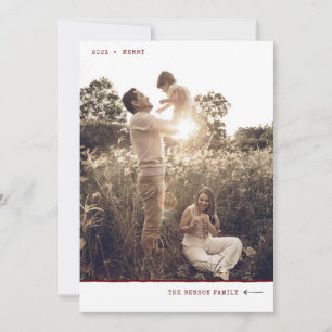 Cartes Pour Fêtes Annuelles Marqueur minimal moderne MERRY Rouge Vertical