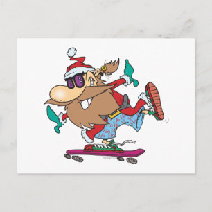 Cartes Pour Fêtes Annuelles marrant cool dude skateboard santa claus