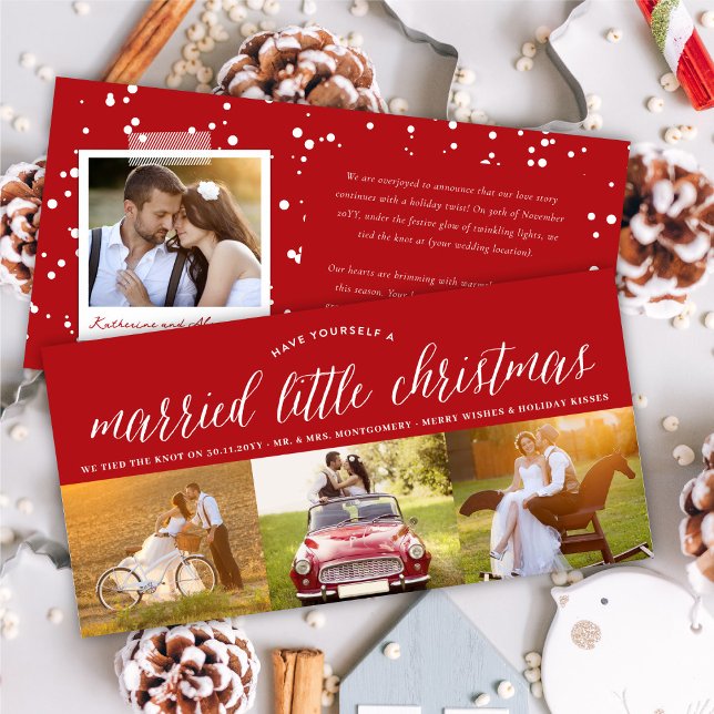 Cartes Pour Fêtes Annuelles Married Little First Christmas Multi Photo Mariage (Créateur téléchargé)