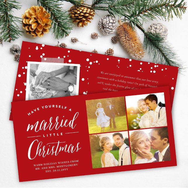 Cartes Pour Fêtes Annuelles Married Little First Christmas Multi Photo Mariage (Créateur téléchargé)