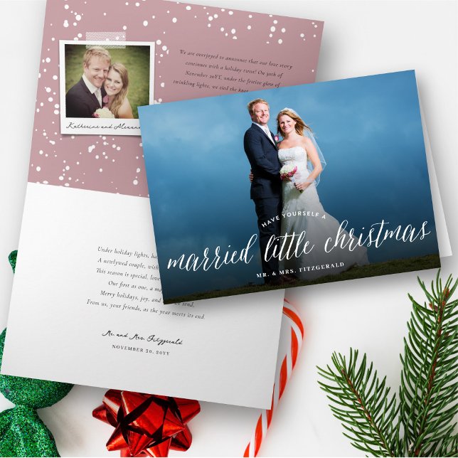 Cartes Pour Fêtes Annuelles Married Little First Christmas Photo Mariage (Créateur téléchargé)