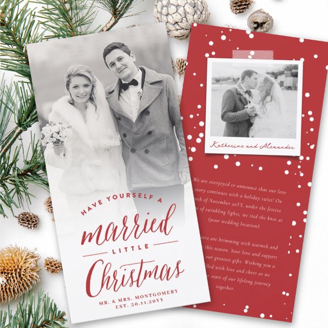 Cartes Pour Fêtes Annuelles Married Little First Christmas Photo Mariage (Créateur téléchargé)