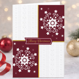 Cartes Pour Fêtes Annuelles Marron Or Et Flocon De Neige Noël