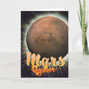Cartes Pour Fêtes Annuelles Mars par avion Affiche de vol vintage