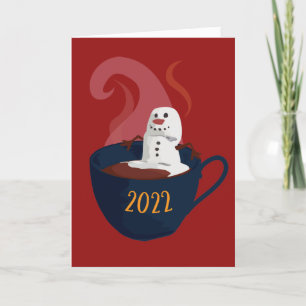 Cartes Pour Fêtes Annuelles Marshmallow Snowman En Coco Chaud
