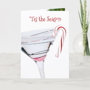 Cartes Pour Fêtes Annuelles Martini Joyeuses Fêtes et Canne de Bonbon