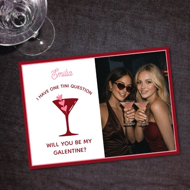 Cartes Pour Fêtes Annuelles Martini Themed Galentine's Day - Cute Bestie Pink (Créateur téléchargé)