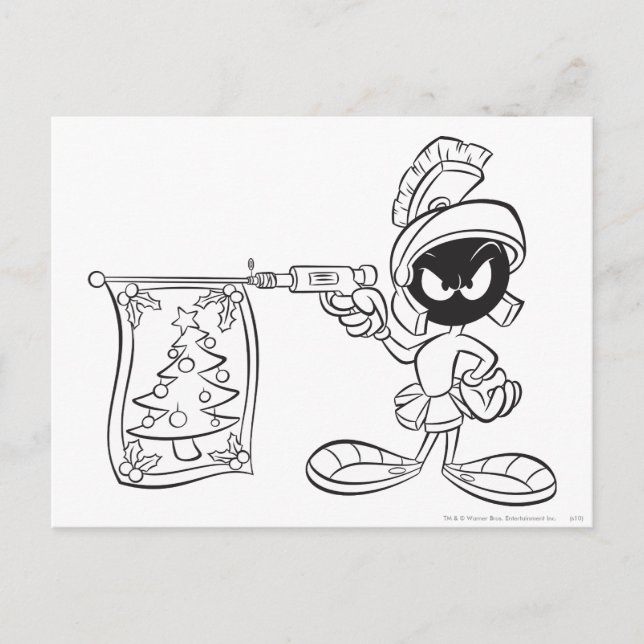 Cartes Pour Fêtes Annuelles MARVIN MARTIAN™ Arbre de Noël Pop Gun (Devant)