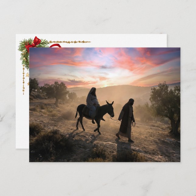 Cartes Pour Fêtes Annuelles Mary and Joseph Traveling To Bethlehem (Devant / Derrière)