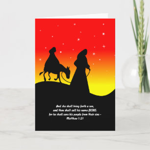 Cartes Pour Fêtes Annuelles Mary & Joseph, Bible Scripture Verse