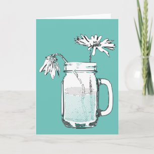 Cartes Pour Fêtes Annuelles mason jar daisies