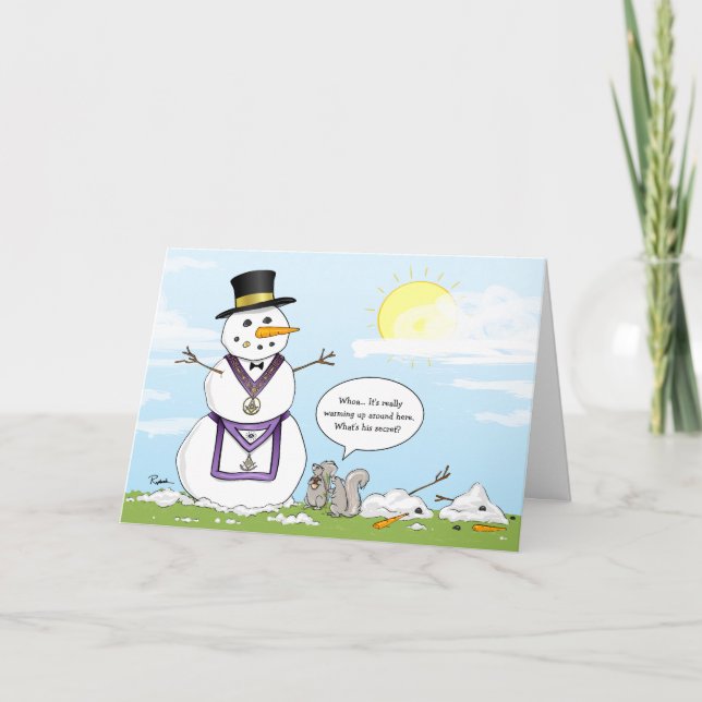 Cartes Pour Fêtes Annuelles Masonic Grand Lodge Frosty Noël Snowman (Devant)