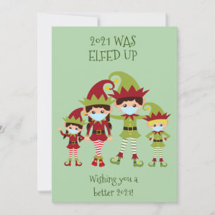 Cartes Pour Fêtes Annuelles Masque de visage familial Elfed Up Joyeux Noël