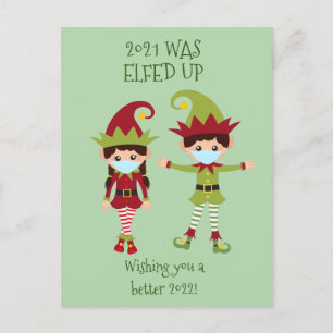 Cartes Pour Fêtes Annuelles Masque drôle de Noël Elfed Up 2021