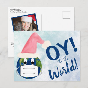Cartes Pour Fêtes Annuelles Masque drôle « OY au monde » pour la pandémie
