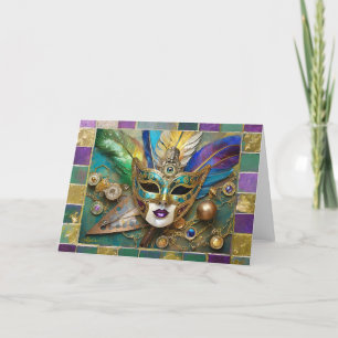 Cartes Pour Fêtes Annuelles Masque en céramique à troisième œil de Mardi Gras
