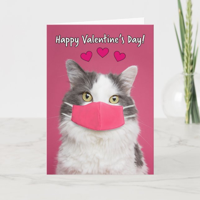 Cartes Pour Fêtes Annuelles Masque Heureuse Sainte-Valentin Cute Kitty Cat dan (Devant)
