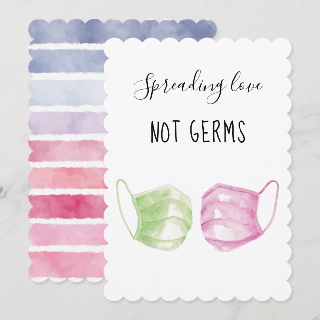 Cartes Pour Fêtes Annuelles Masque Visage Aquarelle Saint Valentin (Devant / Derrière)