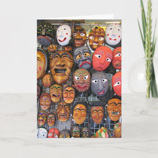 Cartes Pour Fêtes Annuelles Masques traditionnels coréens pour la performance  (Devant)