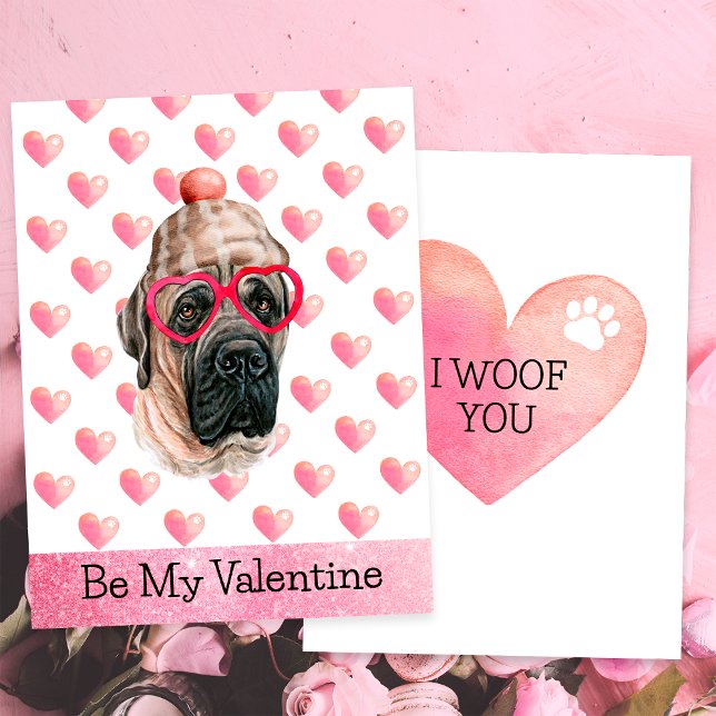 Cartes Pour Fêtes Annuelles Mastiff anglais Je te veux Chien Saint Valentin (Créateur téléchargé)