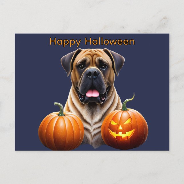 Cartes Pour Fêtes Annuelles Mastiff Dogue Anglaise Halloween  (Devant)