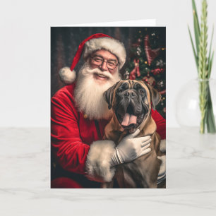 Cartes Pour Fêtes Annuelles Mastiff et Père Noël anglais