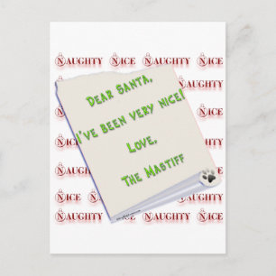 Cartes Pour Fêtes Annuelles Mastiff Naughty ou Nice