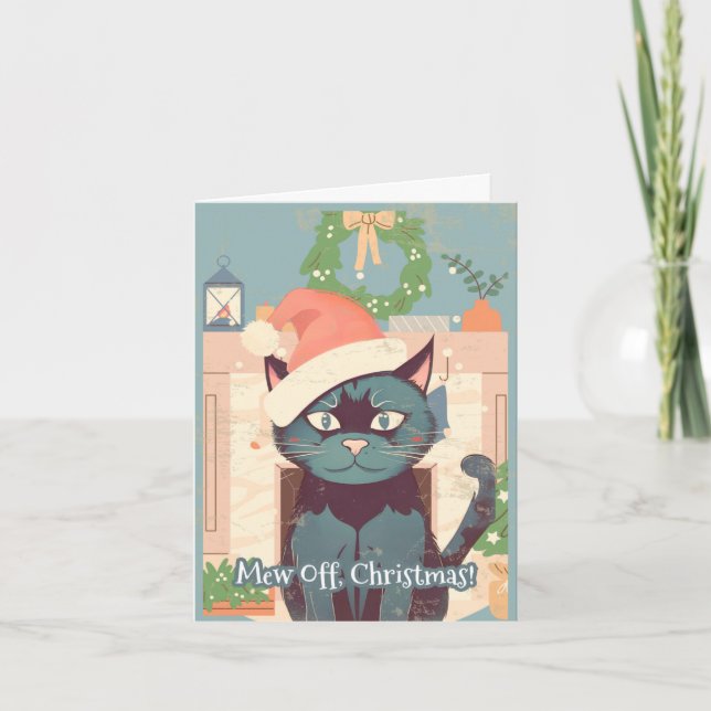 Cartes Pour Fêtes Annuelles Mat de Noël noir Chat anti Noël (Devant)