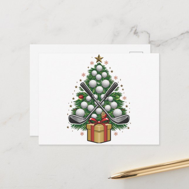 Cartes Pour Fêtes Annuelles Matériel de golf Christmas Tree Golf (Devant/Arrière en situation)