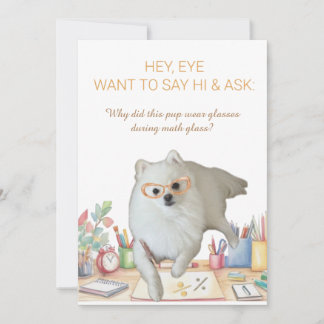 Cartes Pour Fêtes Annuelles Math Class Joke Card with Punny Pup
