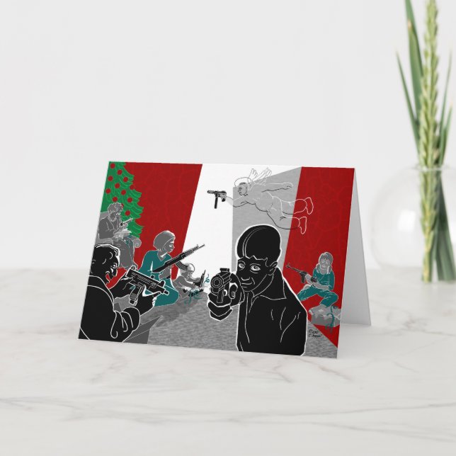 Cartes Pour Fêtes Annuelles Matin de Noël américain (Devant)